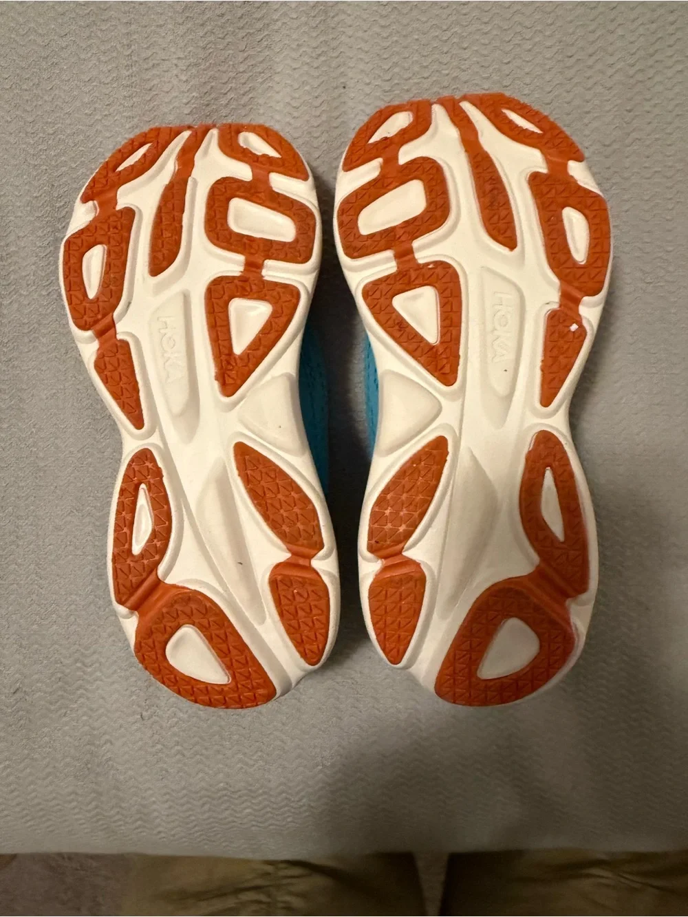 Hoka Men's Blue and Orange Cushioned Running Sneakers size 10